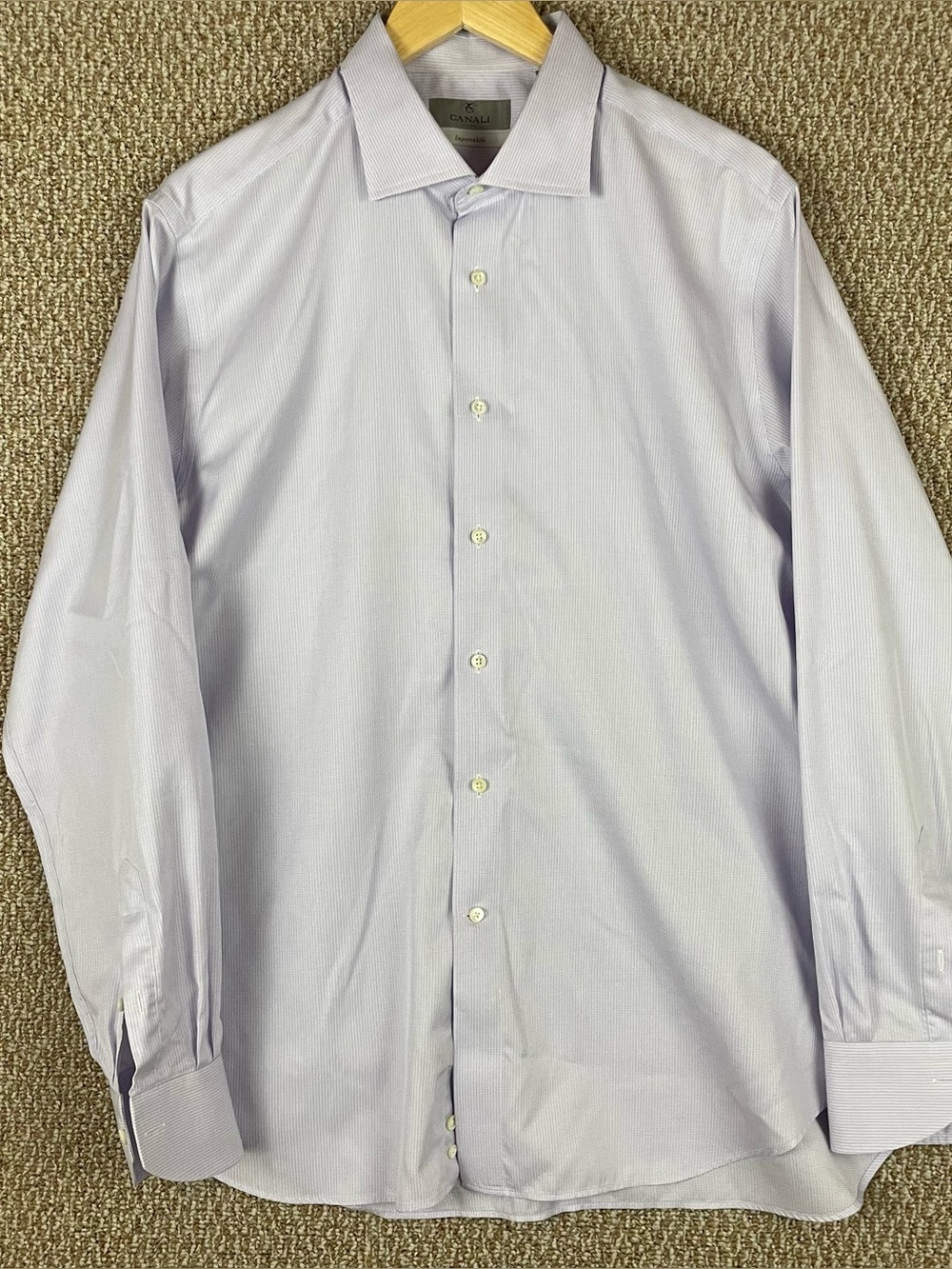 Canali Impeccable Dress Shirt Men’s Size 43/17 XL Button Up Lavender F507